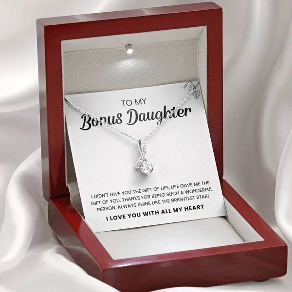 To My Bonus Daughter | Shine Like The Brightest Star Alluring Beauty Necklace Gift Set