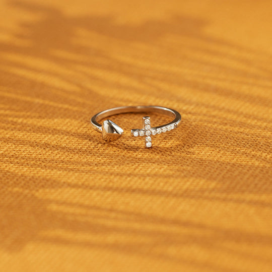 Cross & Heart Ring