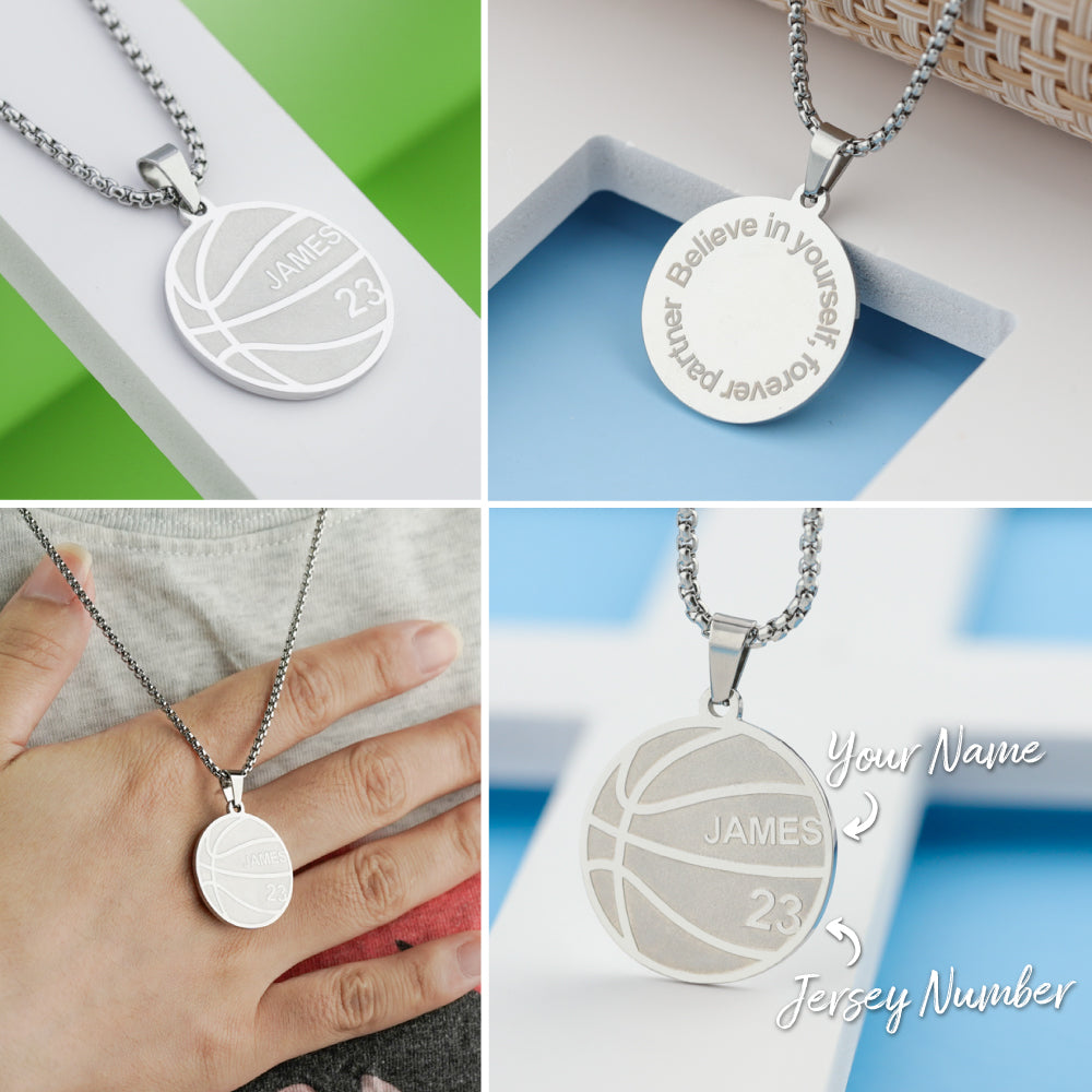 Personalized basketball Necklace-Believe In Yourself, Forever Partner