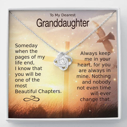 To My Dearest Granddaughter Love Knot Necklace "Always Keep Me in Your Heart"