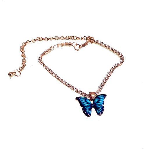 Butterfly Tennis Anklet Summer Beach Party Jewelry for Women Girls