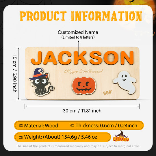 Halloween Wooden Name Puzzles Personalized Educational Toys for Toddlers