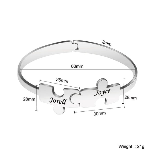2 Puzzle bracelet-adjustable size Dainty Jigsaw Chain Bracelet Bracelet For Woman MelodyNecklace