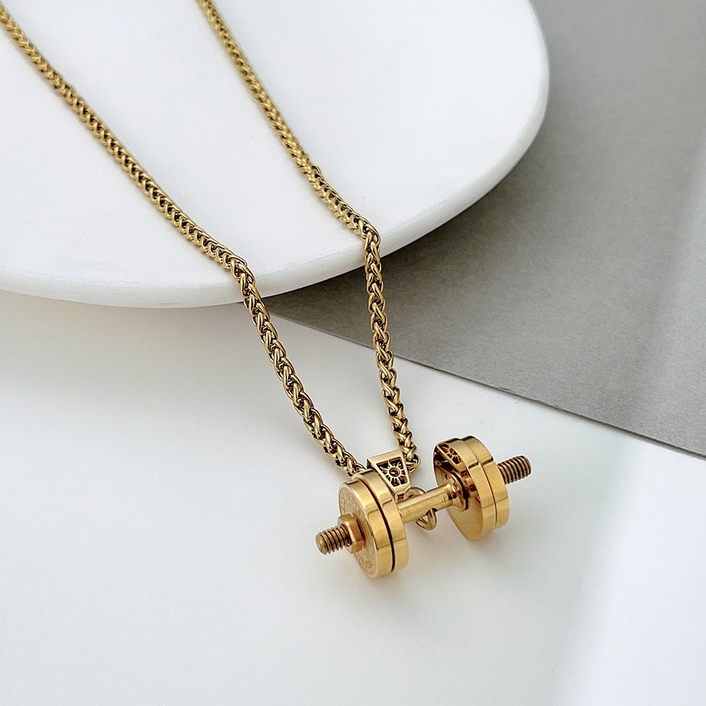 Father's Day Gift Dumbbell Necklace With Personalized Name Charms