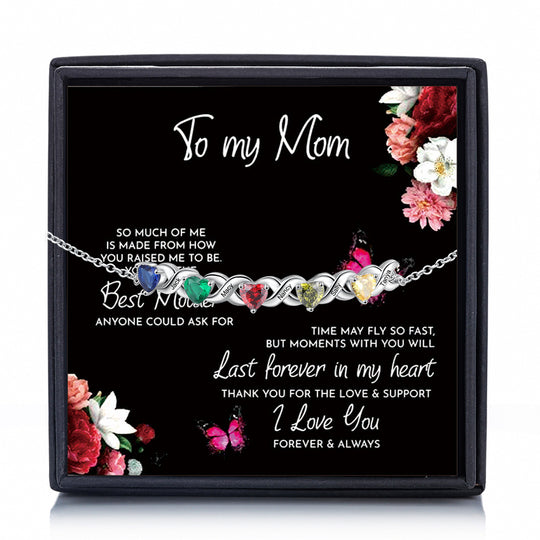 Mother's Day Gift Family Custom Bracelet Heart Personalized with Birthstones