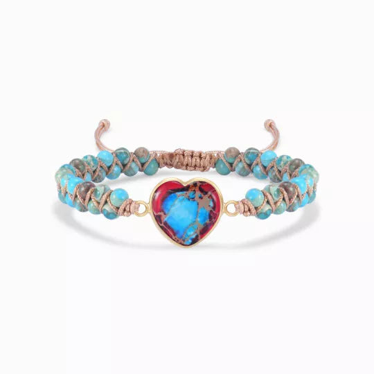 To My Granddaughter Love You Forever Jasper Heart Bracelet