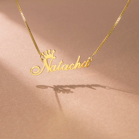 Name Necklace Personalized Crown  925 Sterling Silver Name Necklace