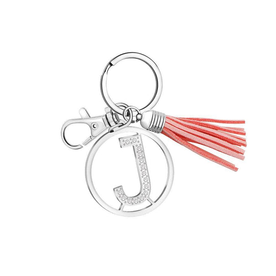 26 Letters Tassel Keychain With Crystals J Keychain MelodyNecklace