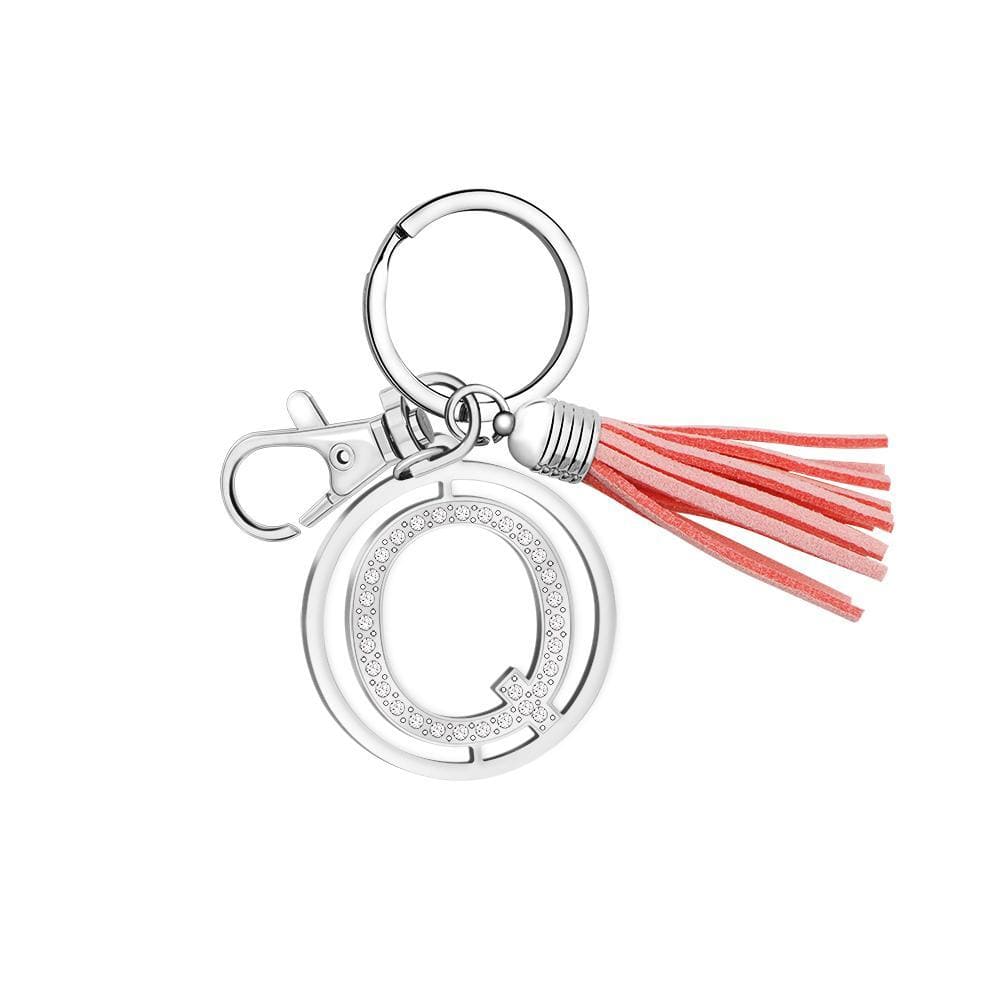 26 Letters Tassel Keychain With Crystals Q Keychain MelodyNecklace