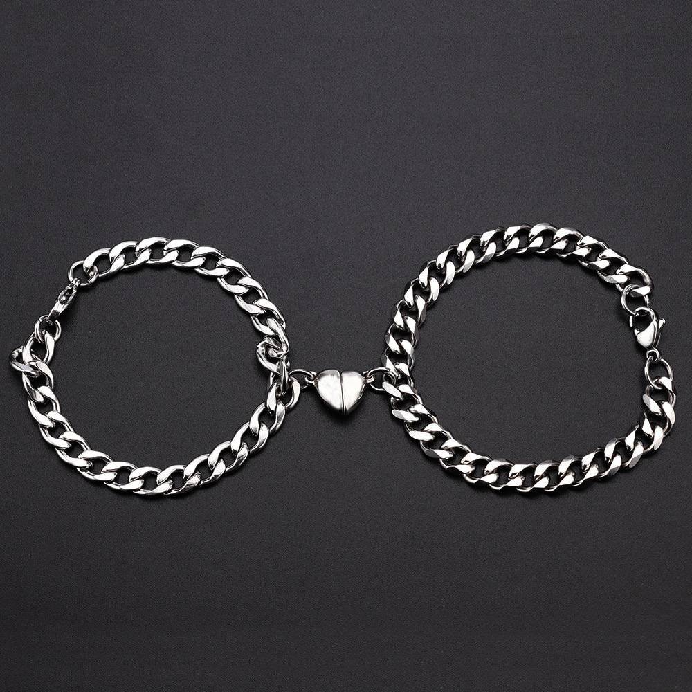 2Pcs Heart-Shaped Magnet Couples Bracelet-Boots N Bags Heaven-Boots N Bags Heaven