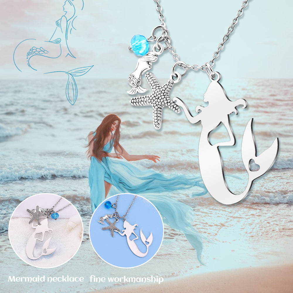 Ocean Starfish Mermaid Pendant Necklace