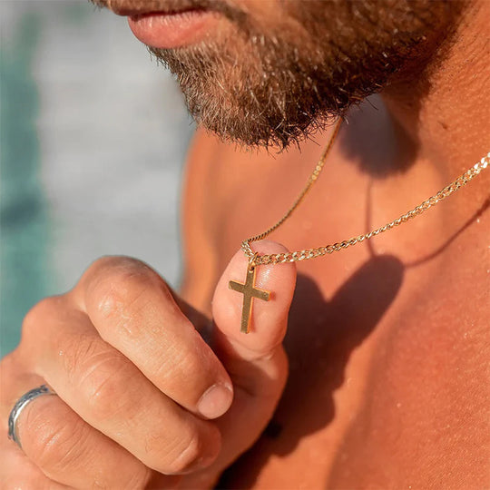 Father's Day Gift Cross Necklace 3mm Cuban Chain Necklace for Man