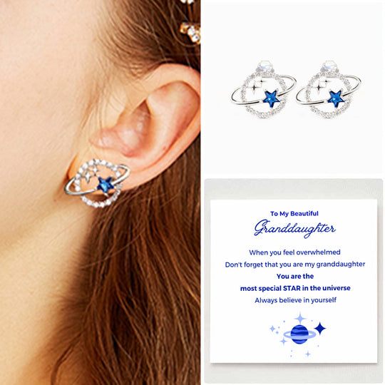 To My Beautiful Granddaughter Moon & Stars Planet Earrings