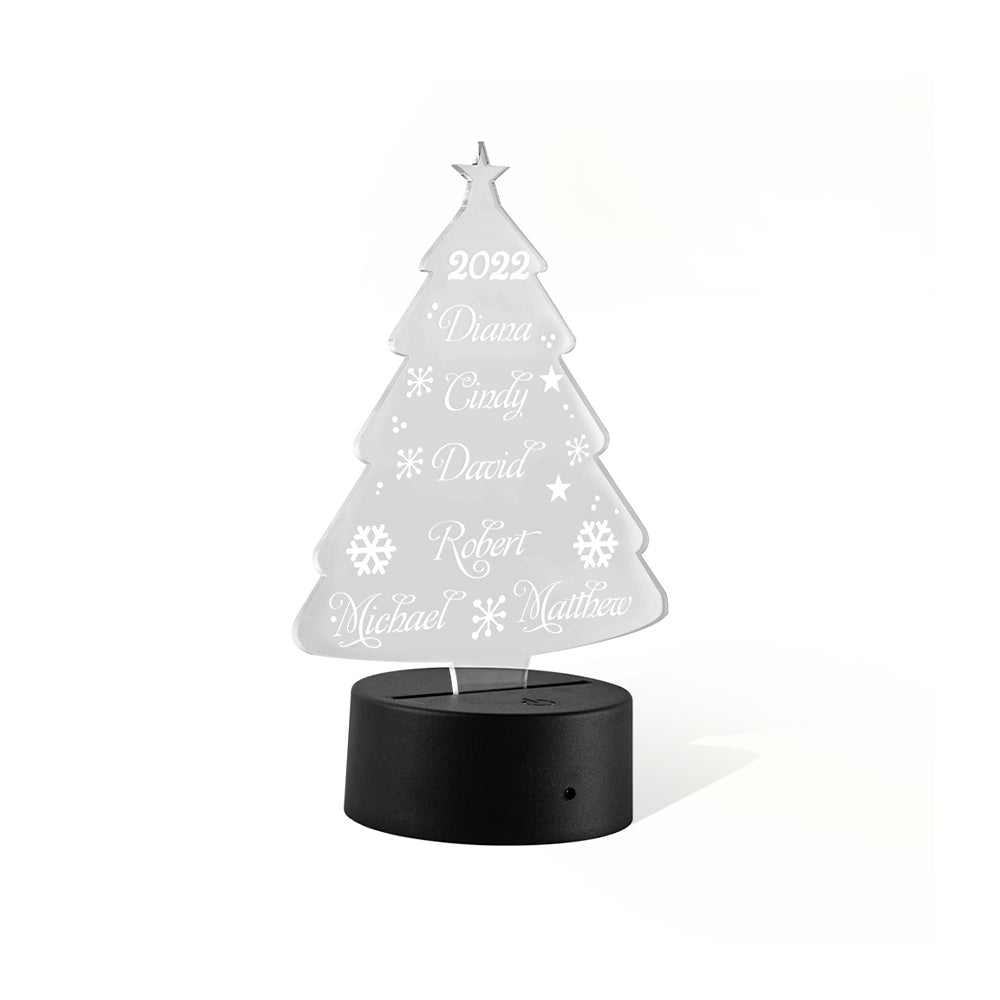 2022 Christmas Tree Night Light Personalized Names Colorful LED Lamp for Family