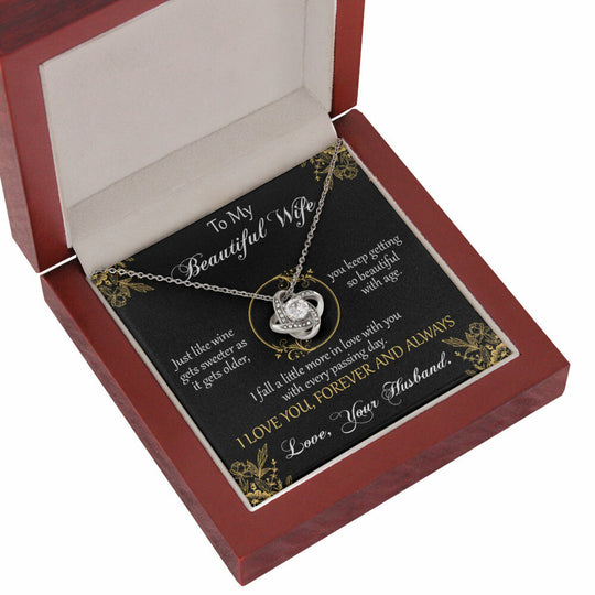 To My Beautiful Wife Love Knot Necklace Gift Set for Her "I Love You Always And Forever"