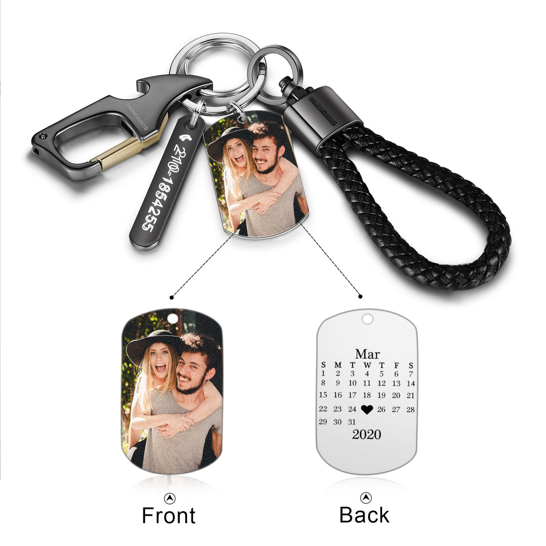 Personalized Photo Keychain Multi-purpose keychain With Calendar Custom Keyring s for Men