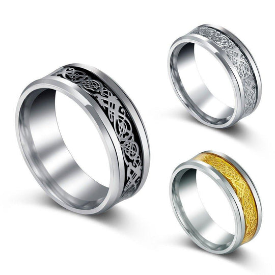 Nordic Dragon - Viking Steel Ring - The Dragon Shop