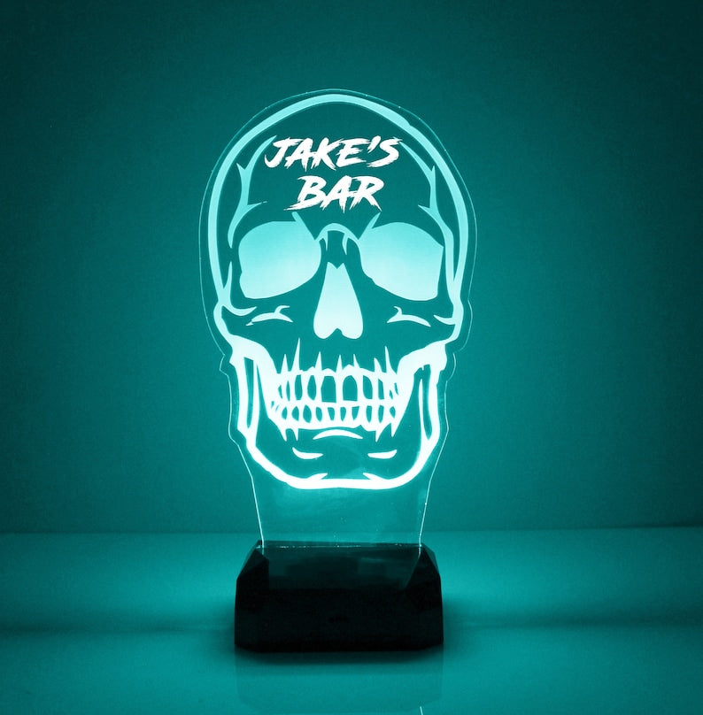 Hollowen Gift Personalized Skull Night Light Custom Name Led Lamp for Family