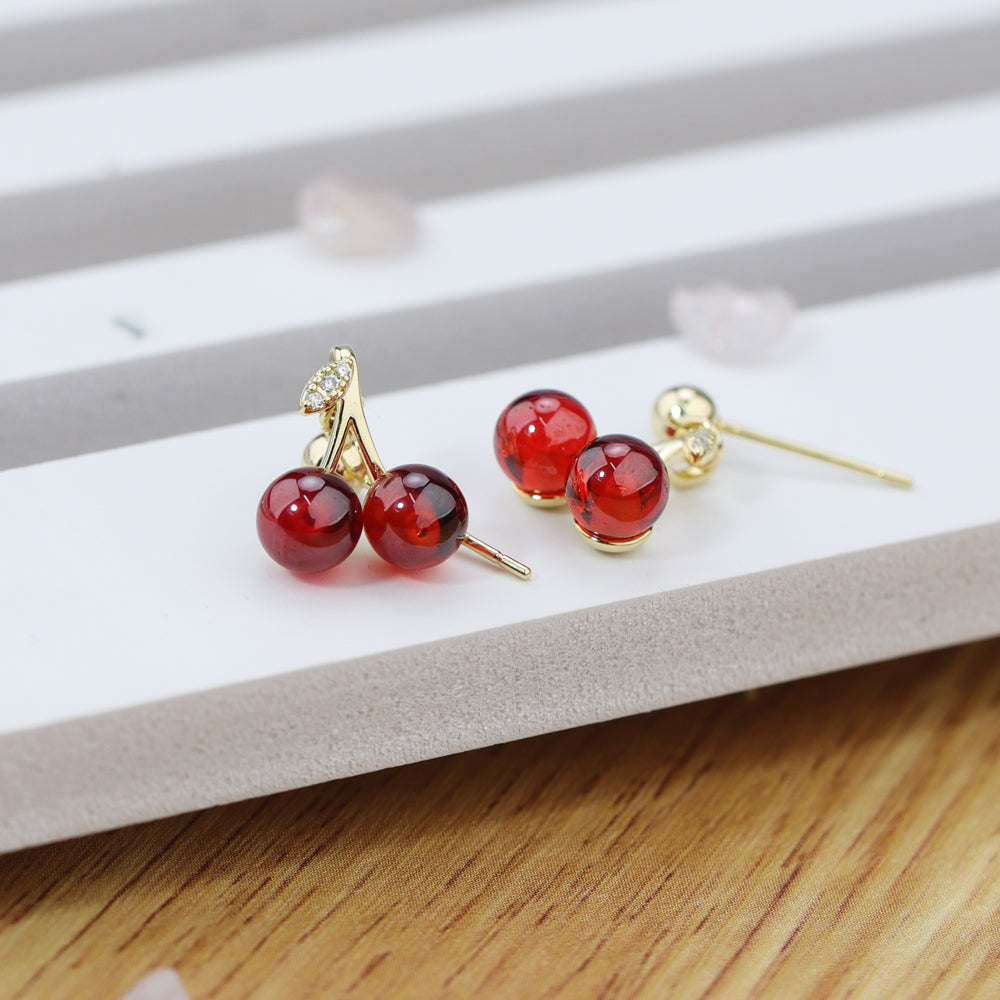 Cherry Stud Earrings or Necklace