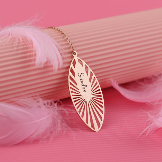 Personalized Name and Birthstone Leaf Bookmark