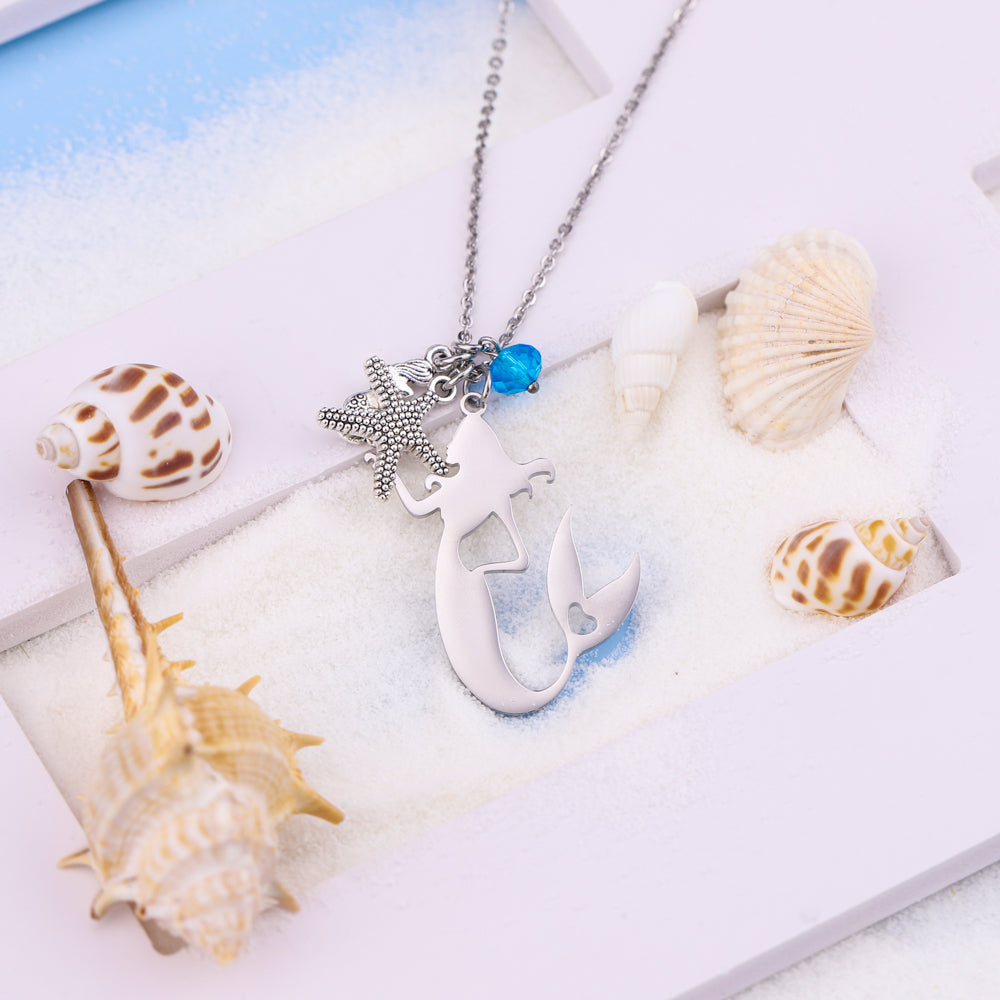 Ocean Starfish Mermaid Pendant Necklace