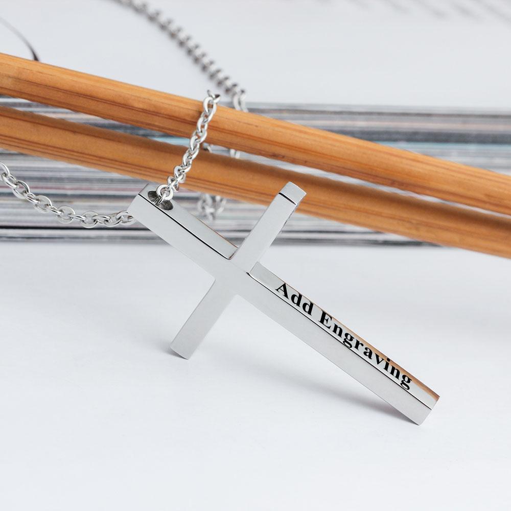 Cross Pendant Necklace For Women Men Engraved Name Personalized Necklace