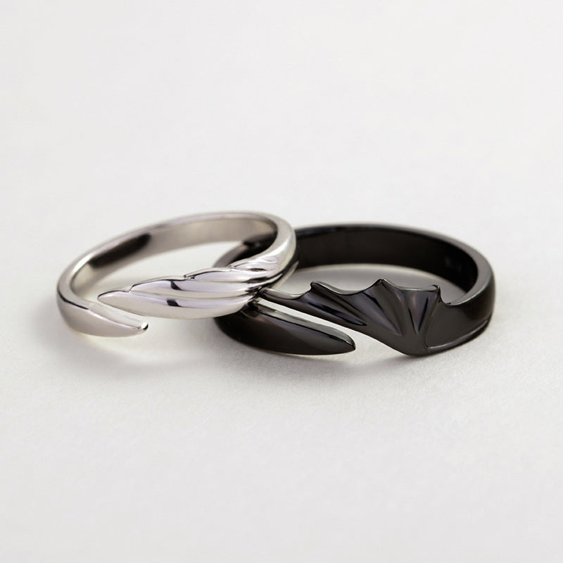 Angle and Evil Couple Ring-Adjustable size