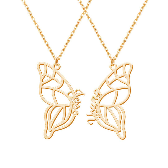 Mother and Daughter Necklace Personalized Butterfly Name Necklace Matching Necklace for Her