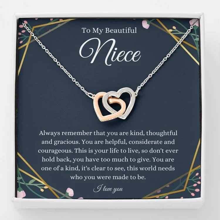 For Niece Interlocking Hearts Necklace-To My Beautiful Niece