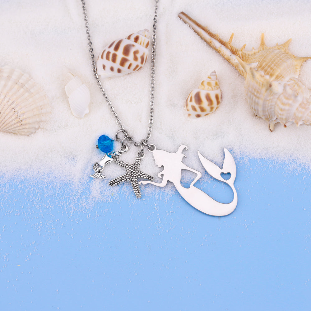 Ocean Starfish Mermaid Pendant Necklace