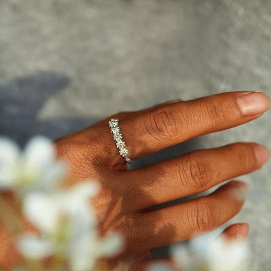 Daisy Ring Adjustable Gold Daisy Flower Engagement Ring