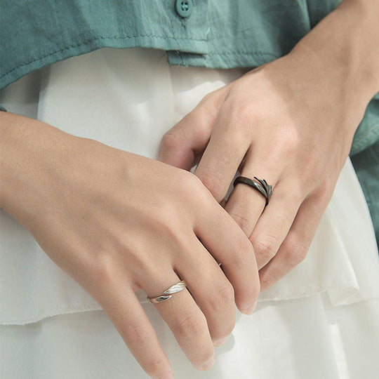 Angle and Evil Couple Ring-Adjustable size