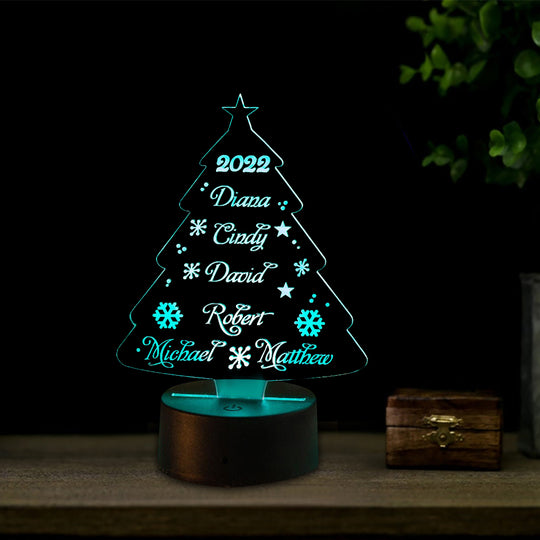 2022 Christmas Tree Night Light Personalized Names Colorful LED Lamp for Family