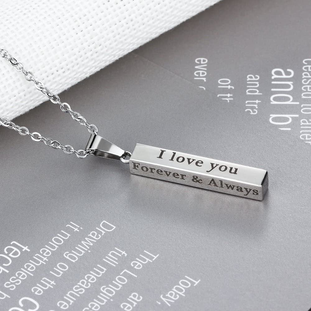 To My Wonderful Man Vertical Bar Necklace Personalized 4 Side 3D Bar Necklace