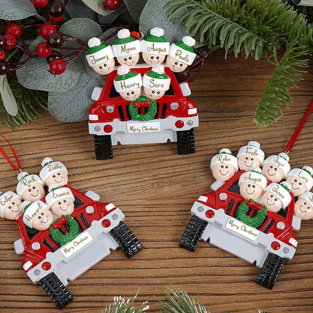 Personalized Family Car Christmas Tree Ornament with 7 Names Christmas Ornaments