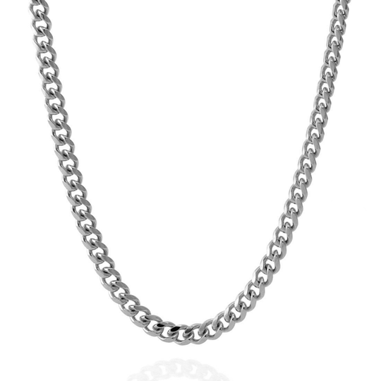 White Gold / 18" / 5mm 5mm Miami Cuban Chain CHX09832-Silver-18