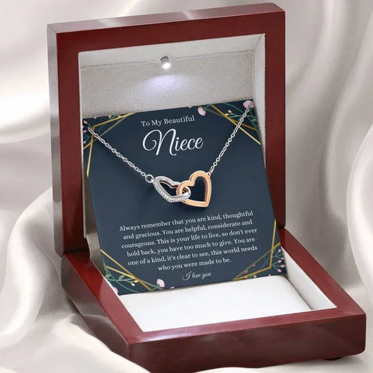 For Niece Interlocking Hearts Necklace-To My Beautiful Niece