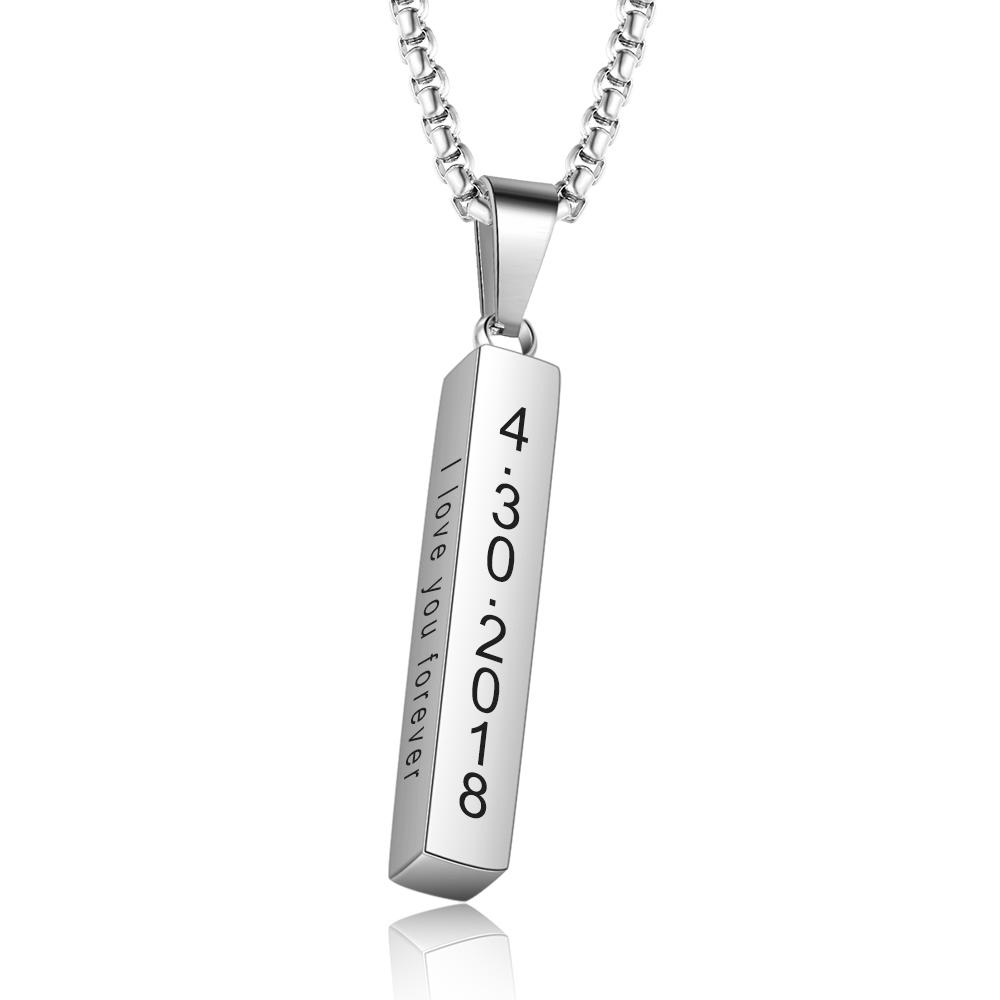 To My Wonderful Man Vertical Bar Necklace Personalized 4 Side 3D Bar Necklace