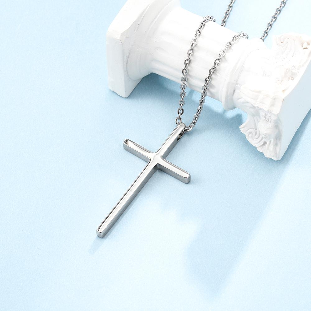 Cross Pendant Necklace For Women Men Engraved Name Personalized Necklace