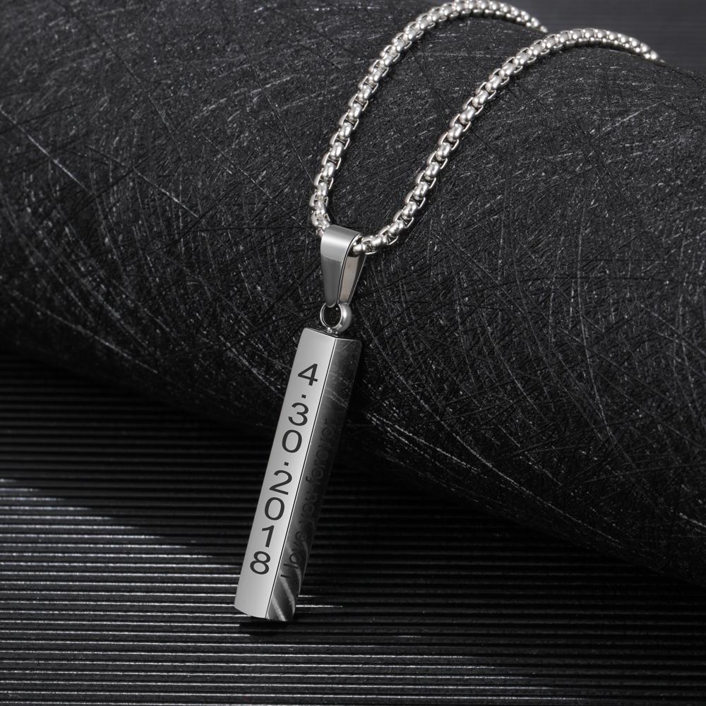 To My Wonderful Man Vertical Bar Necklace Personalized 4 Side 3D Bar Necklace