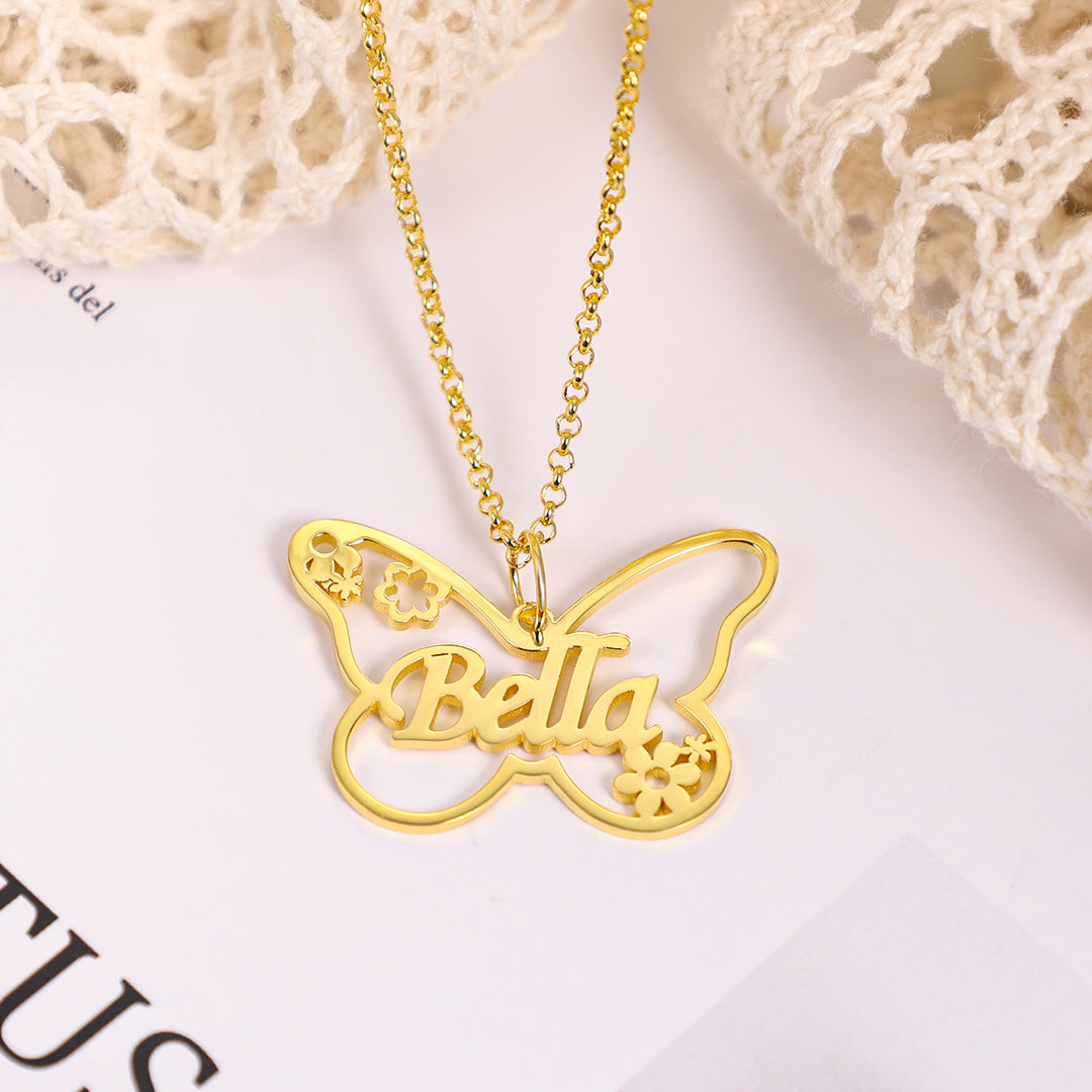 Butterfly Name Necklace Personalized Name Necklaces