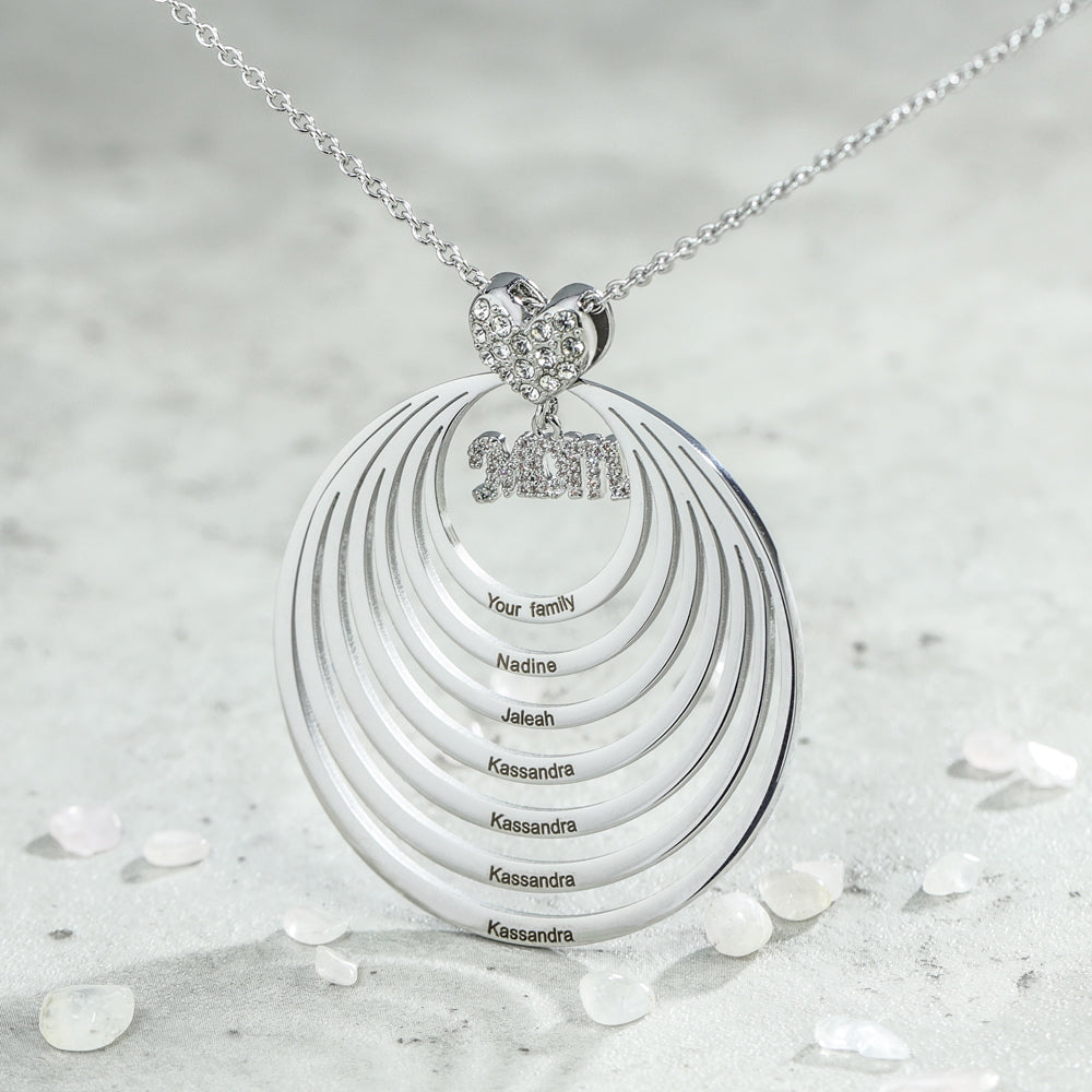 Mom's Heart Personalized Family Stacked Circles Necklace