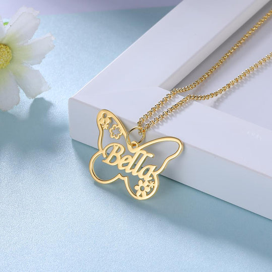 Butterfly Name Necklace Personalized Name Necklaces