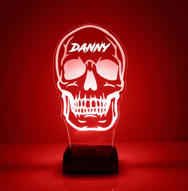 Hollowen Gift Personalized Skull Night Light Custom Name Led Lamp for Family