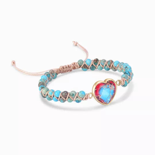 To My Granddaughter Love You Forever Jasper Heart Bracelet