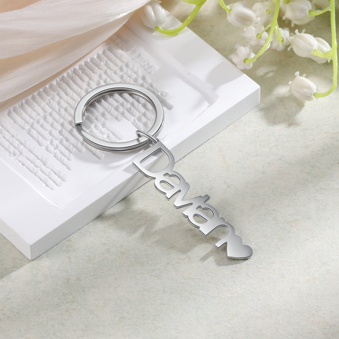 Heart Name Keychain Custom With Names Personalized Keychain Gift