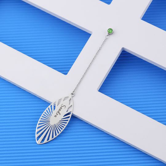 Personalized Name and Birthstone Leaf Bookmark