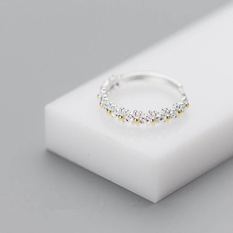 Daisy Ring Adjustable Gold Daisy Flower Engagement Ring