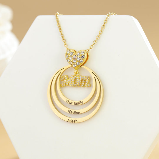 Mom's Heart Personalized Family Stacked Circles Necklace