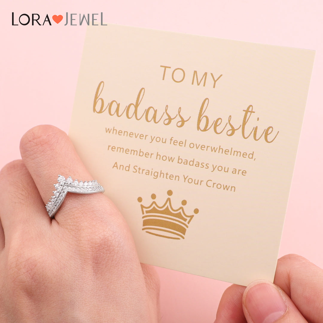 To My Bestie Crown Ring "Remember How Badass You Are and Straighten Your Crown"